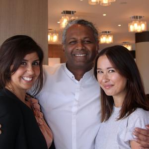 Sharon Goldstein (OK!) and Dhav Naidu (The Weekly Review) and Eleanor Pendleton (InStyle).