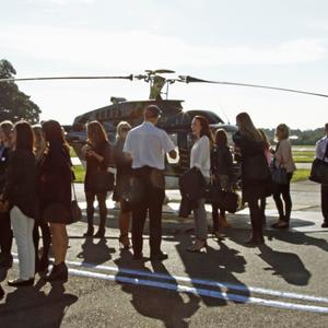 Media pre-helicopter flight.
