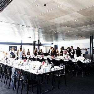 Media mingling before lunch.